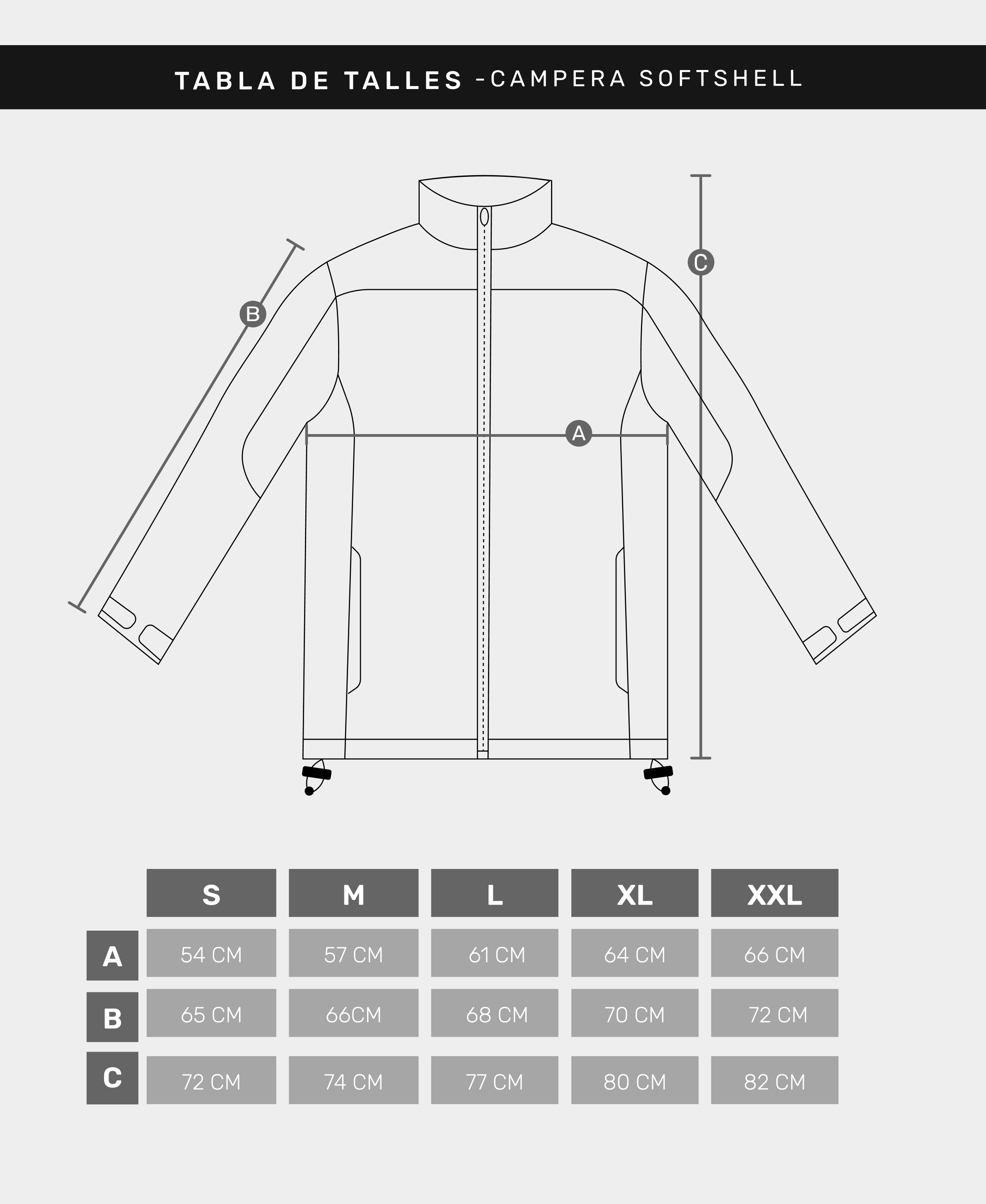 Tabla de talles — Campera Softshell