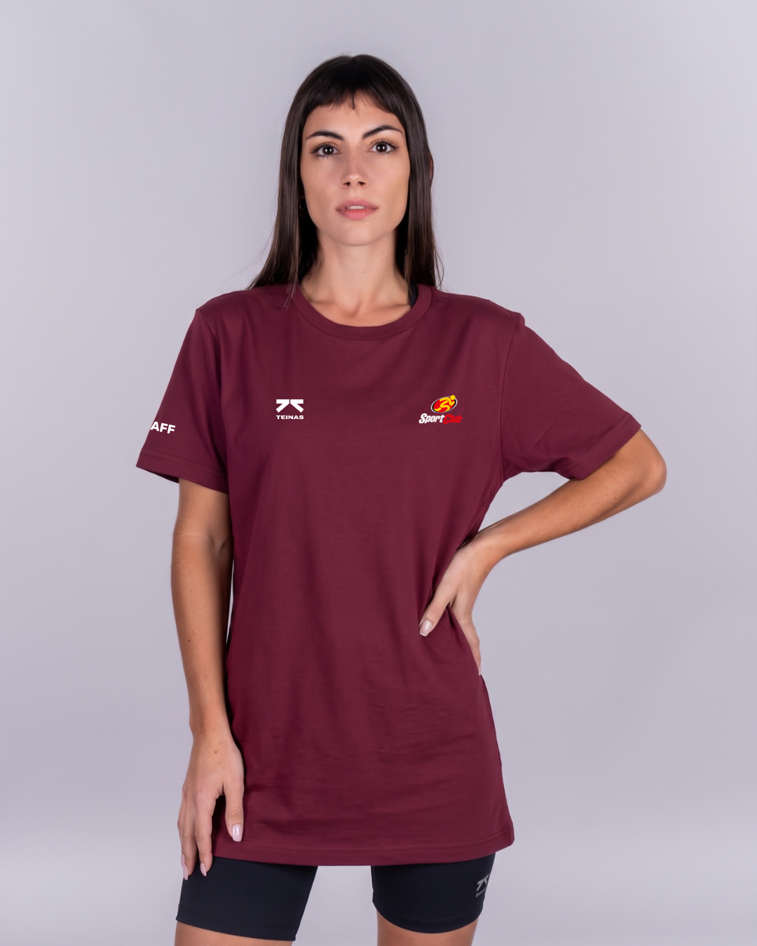 Remera algodón staff bordo mujer