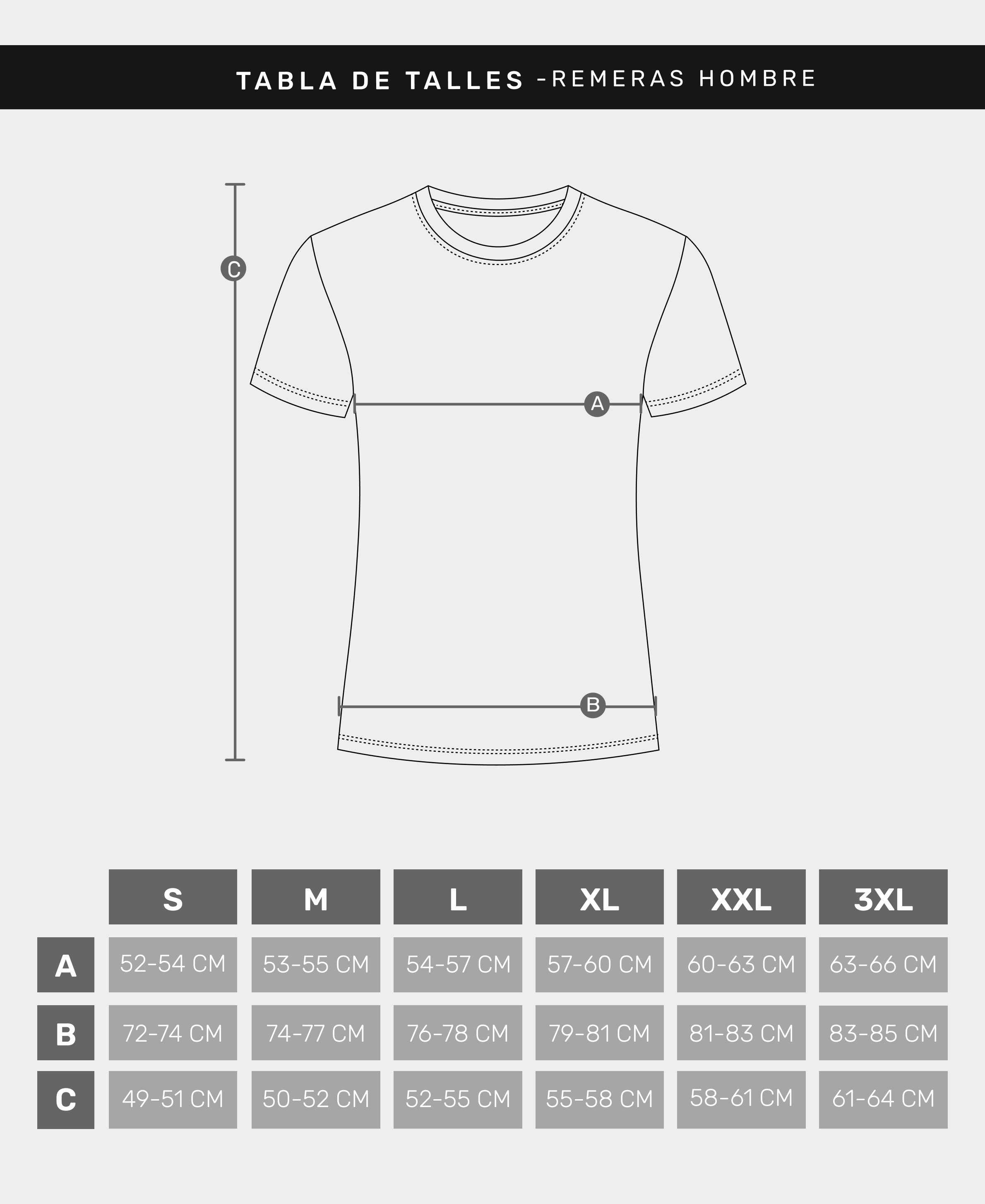 Tabla de talles — Remera Mundial ARG