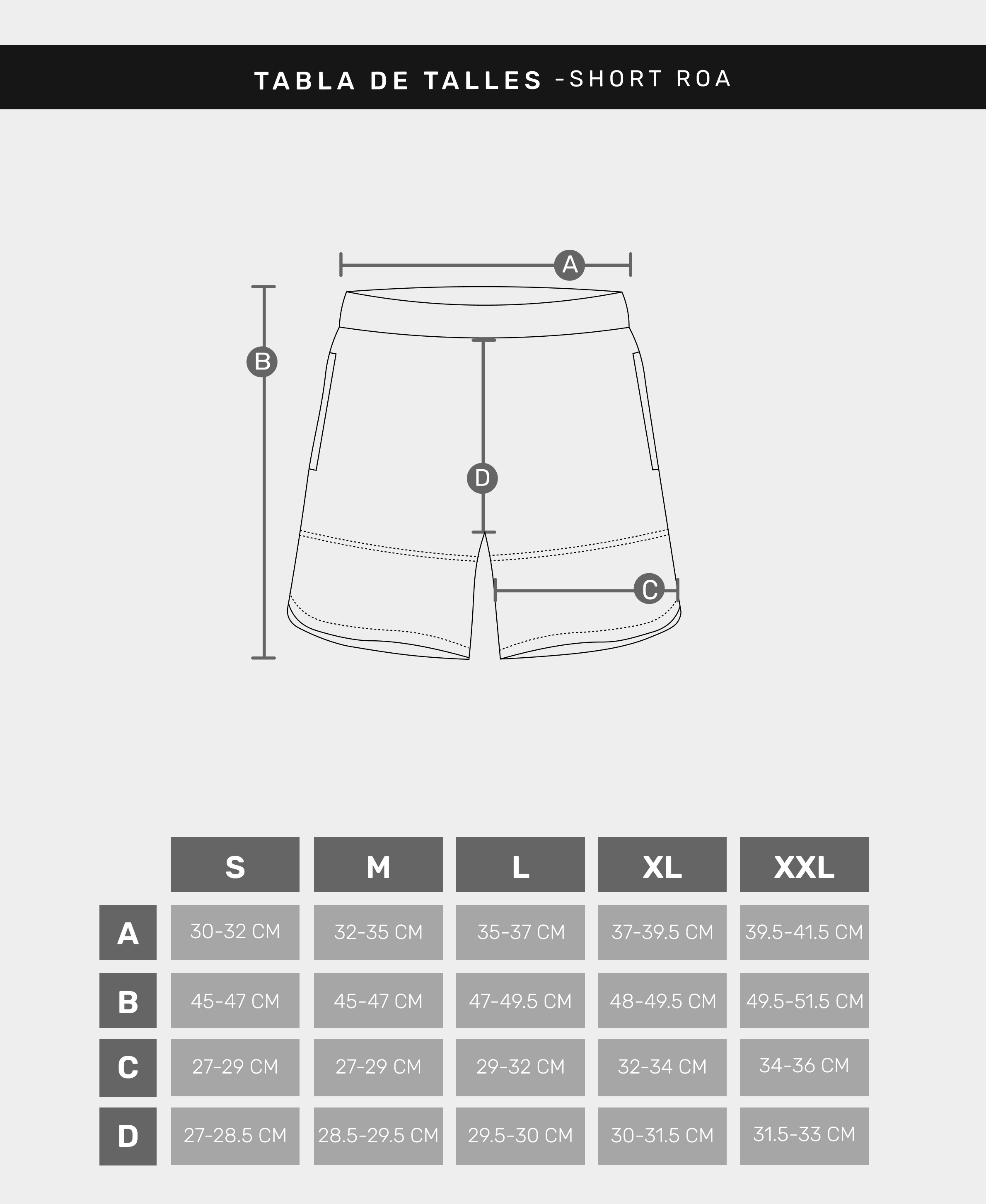 Tabla de talles — Short Hombre